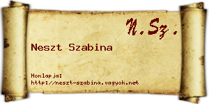 Neszt Szabina névjegykártya